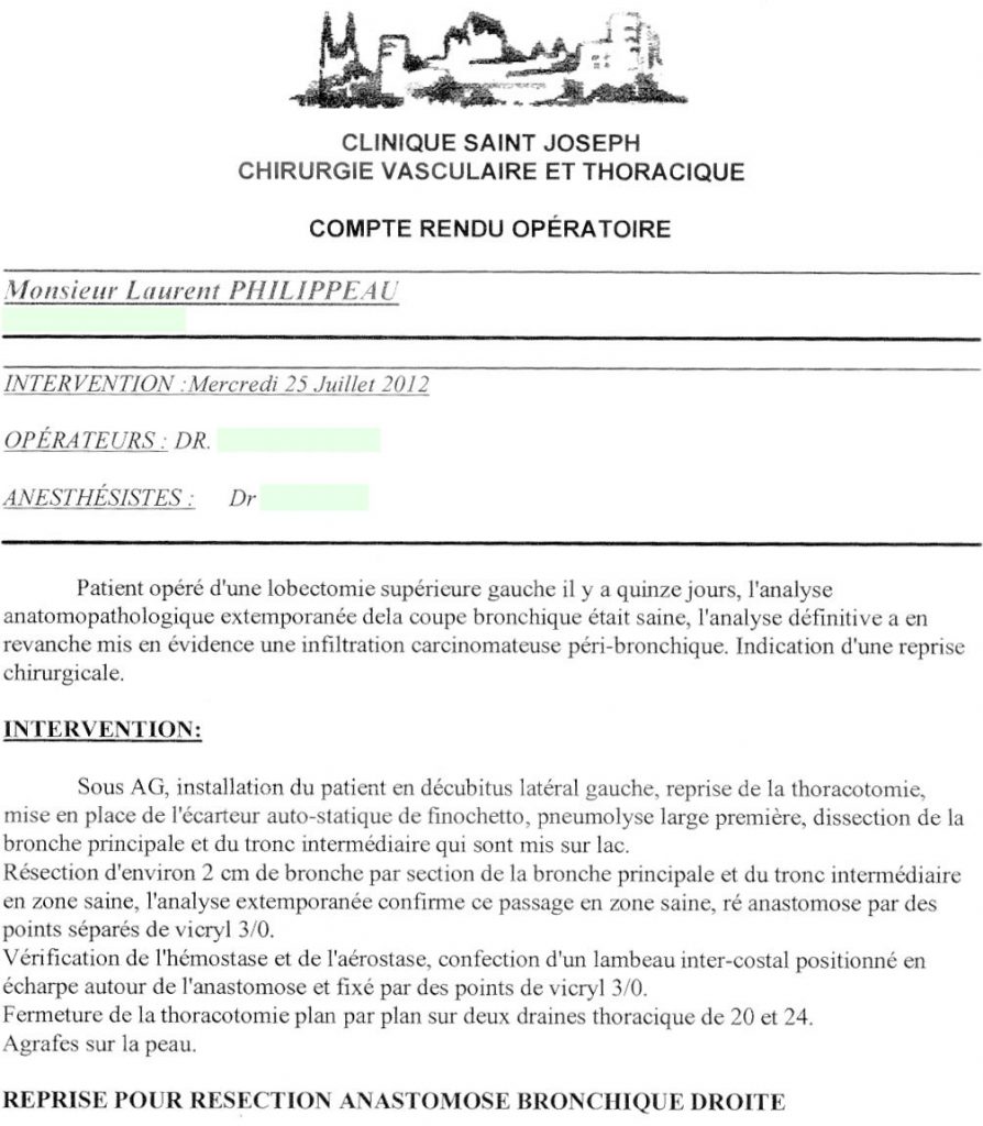 Resestion anastomose bronchique droite