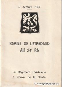 Brochure Remise de l'étendard au 24 RA