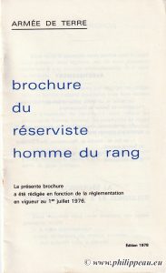 Brochure du réserviste homme du rang