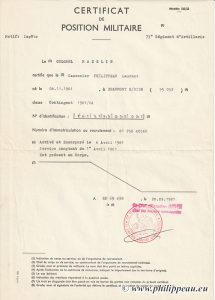 Certificat de position militaire