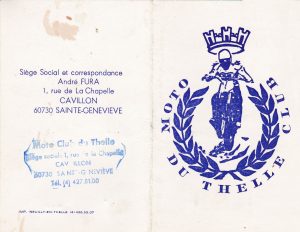 Carte d'adhérent Moto Club du Thelle 1987