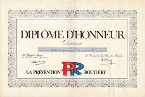 Diplôme d'Honneur Prévention Routière