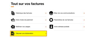 Lien réclamation Facture Orange